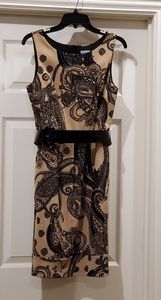 Tan/black sheath dress